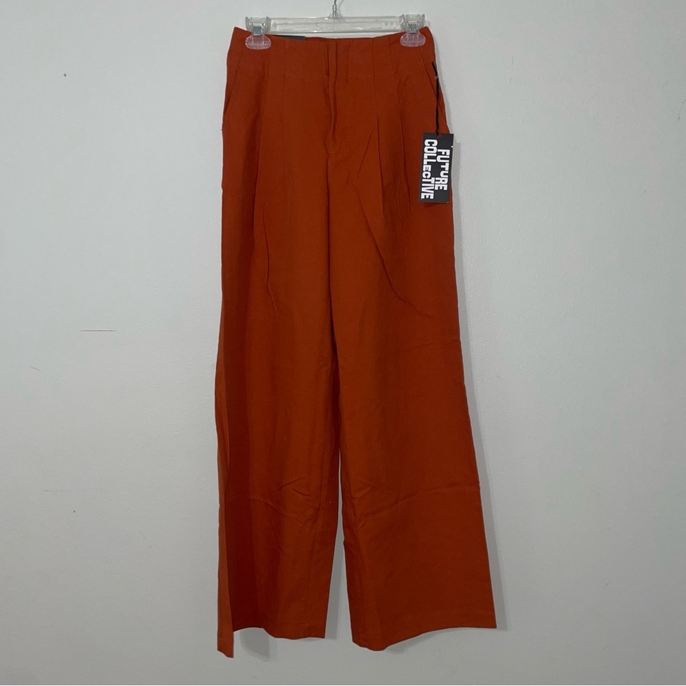Future Collective Target Rust Orange Pants Wide Leg High Waist Fall Size 0 NEW - Picture 2 of 16